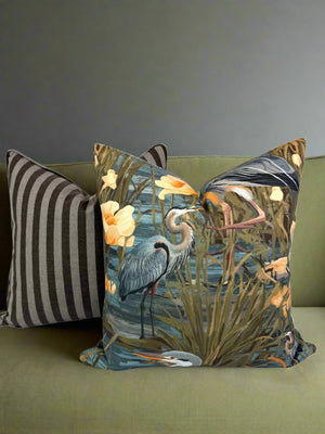 Land O’ Lakes Heron Fabric in a Decorative Pillow or Bolster