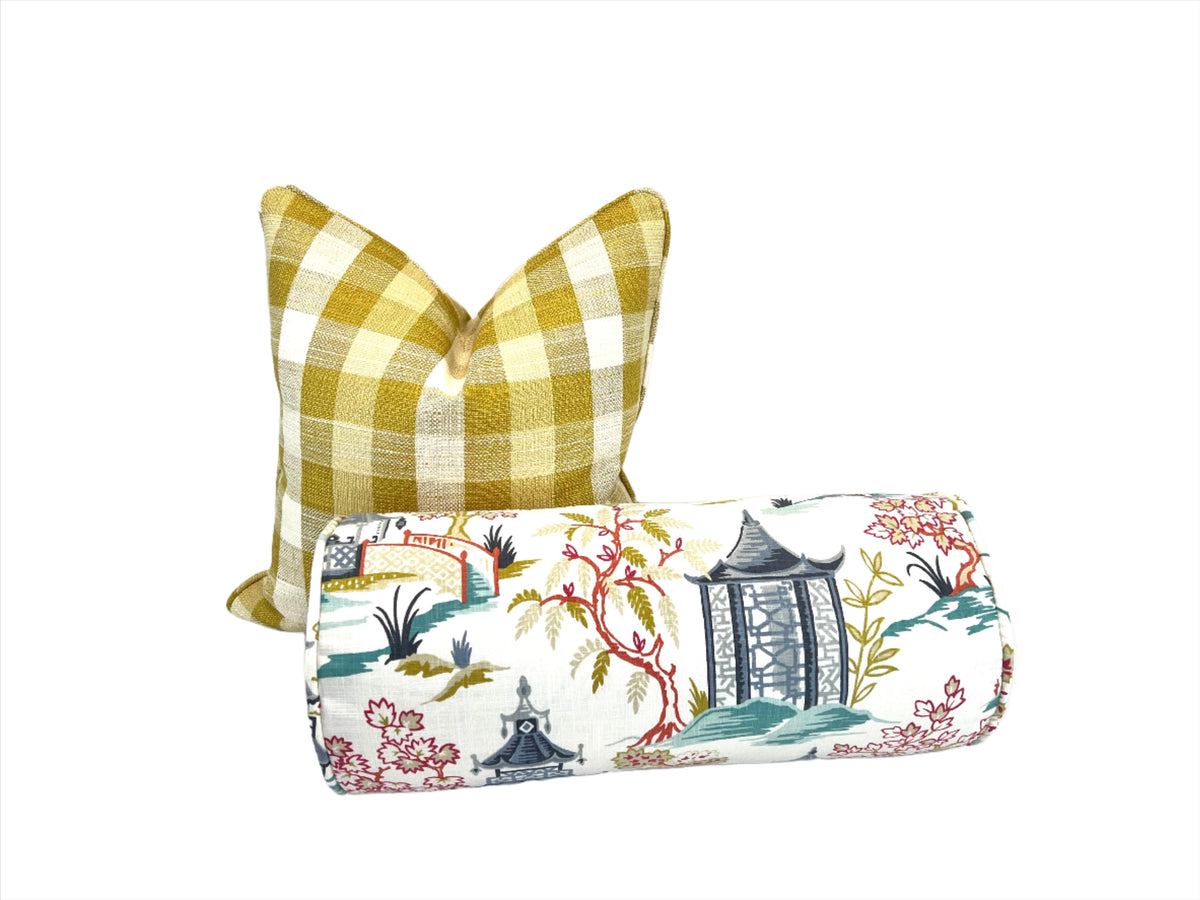 Citrus Buffalo Check Plaid Decorative Pillow Cover (Inserts Now Available!)