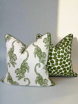 Ink Blot Green Geometric Decorative Pillow or Bolster