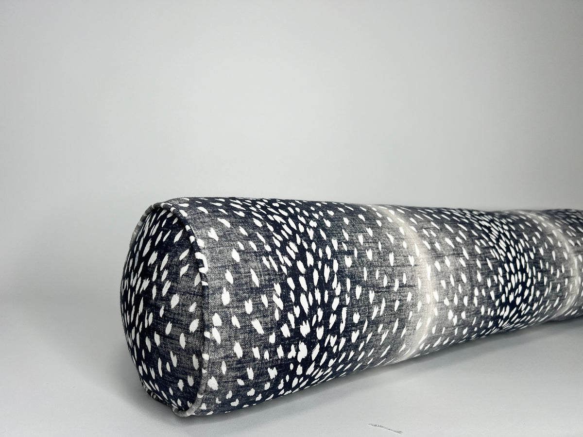 Bolster in Navy Antelope Fabric - Only One Available - Includes Insert