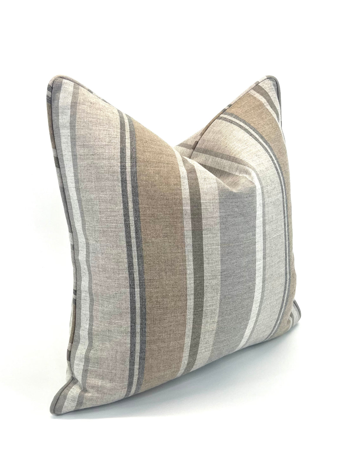 Decorative Sunbrella Striped Pillow Cover in Trusted Fog