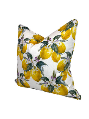 Lemon Limoncello Specialty Handprinted Fabric in a Decorative Pillow or Bolster