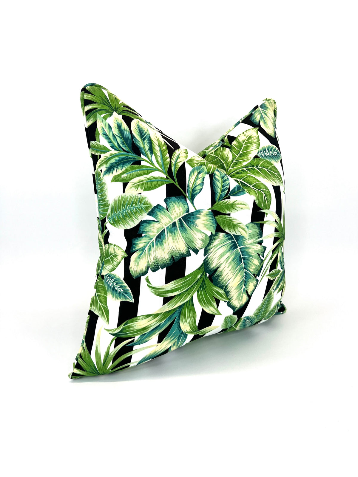 Stripes & Palm Leafs in Decorative Outdoor Pillow, New Outdoor Inserts Available!