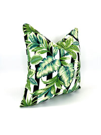 Stripes & Palm Leafs in Decorative Outdoor Pillow, New Outdoor Inserts Available!