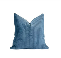 Decorative Pillow Cover in Channels Blue Chambray Velvet