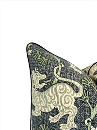 Lion Dance Indigo Decorative Pillow
