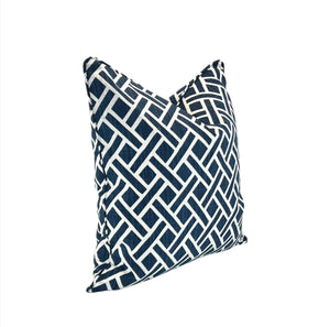 Decorative Pillow Cover in Blue Geometric Denim