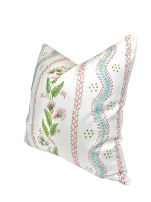 Floral Pinks & Greens Vine Decorative Pillow or Bolster