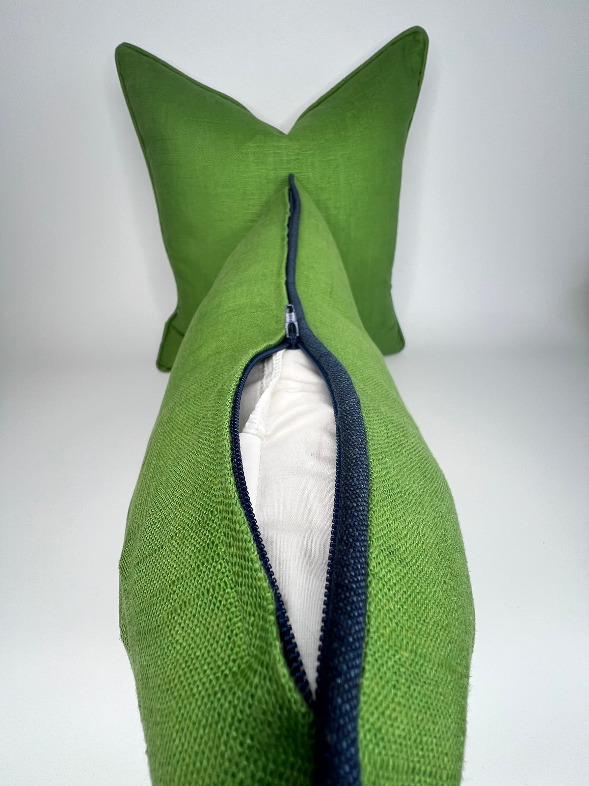 Kelly Green Linen fabric in a Decorative Pillow Cover