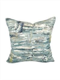 Embroidered Watercolor Heron Decorative Pillow in It Girl Ocean TFA
