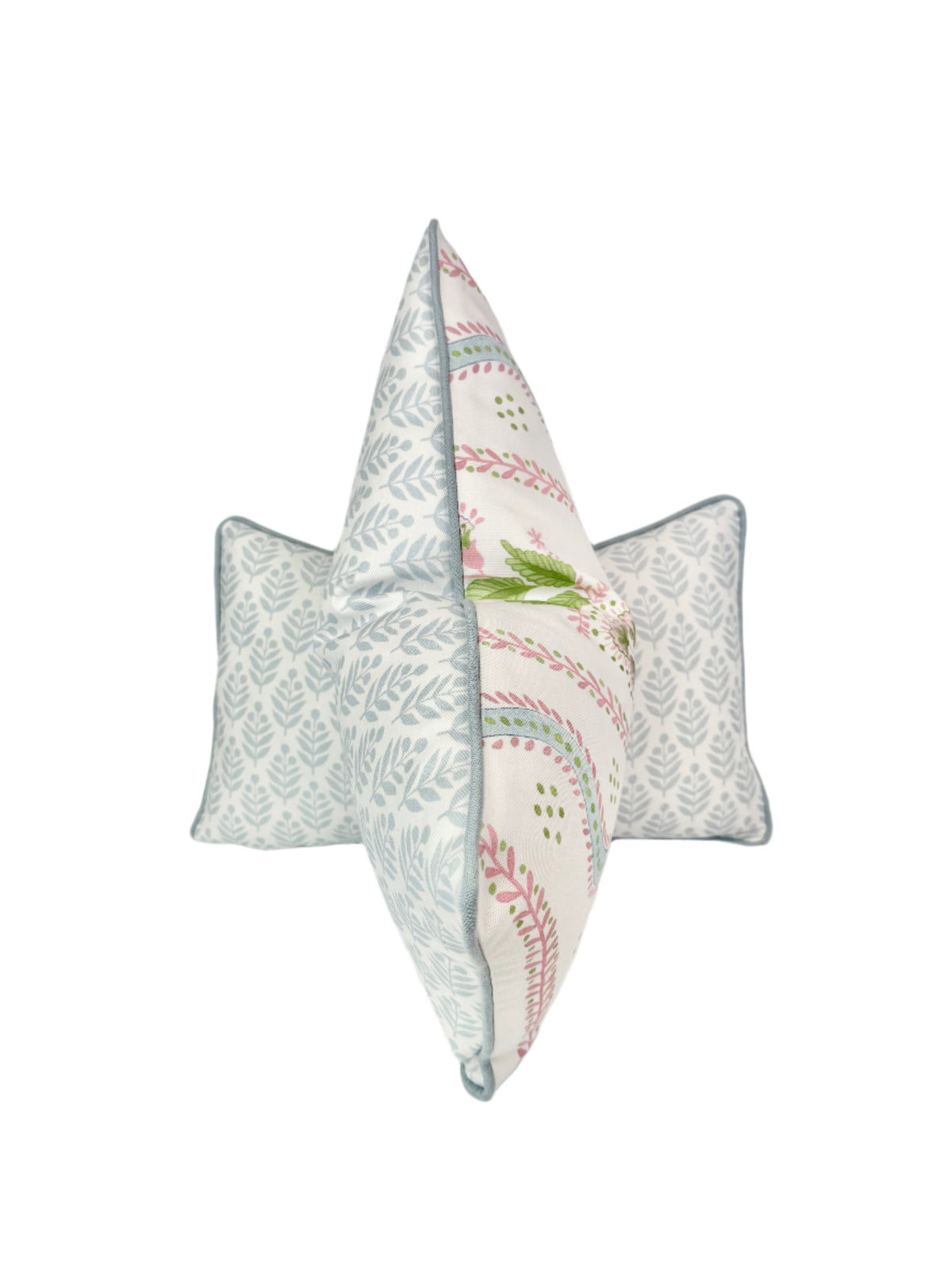 Reversible Cornflower Flora Pink & Greens Vine Decorative Pillow or Bolster