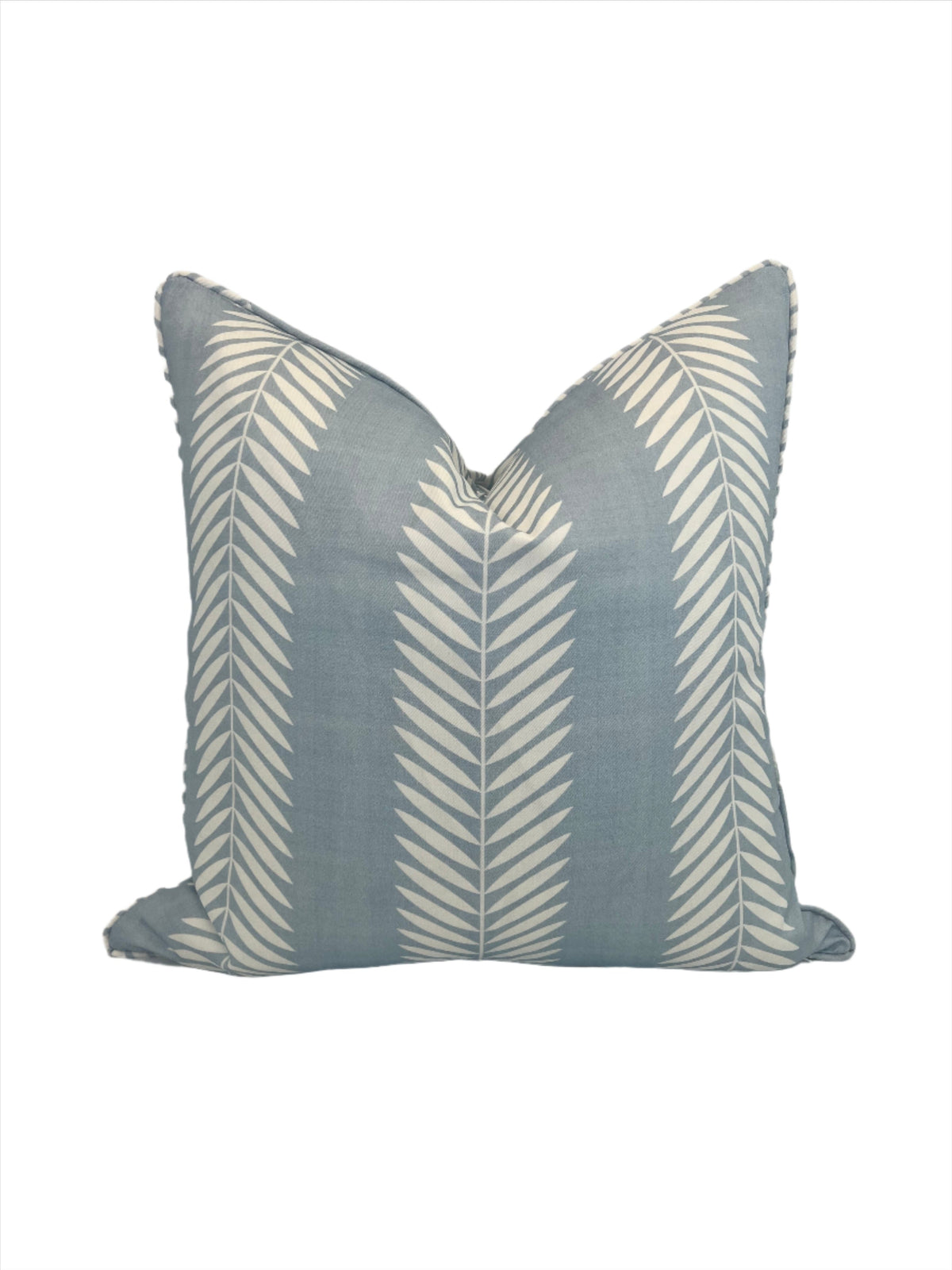 Light Blue Leaf Vine Designer Fabric in a Decorative Throw Pillow
