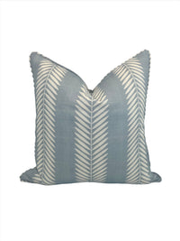 Light Blue Leaf Vine Designer Fabric in a Decorative Throw Pillow