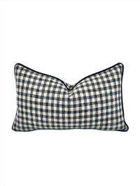 Zippy Lakeland Check Decorative Pillow Cover in Federal Blue & Oatmeal