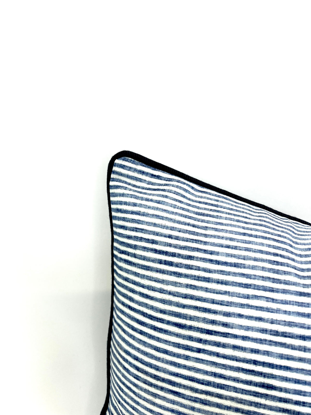 Ticking Dusty Blue & White on Woven Fabric Decorative Pillow Cover - Multiple Colors