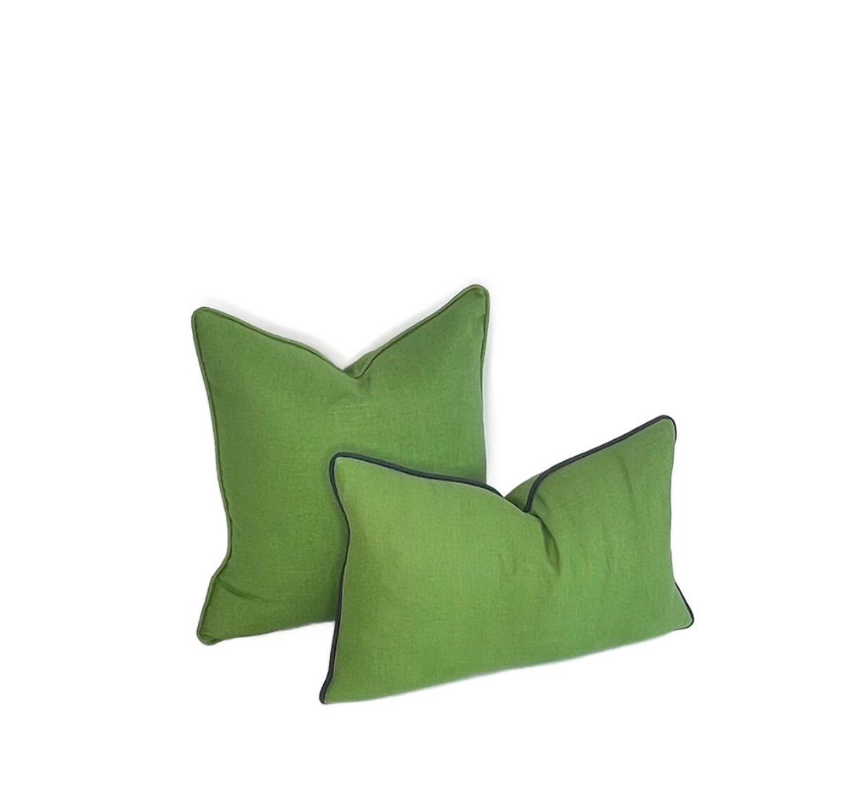 Kelly Green Linen fabric in a Decorative Pillow Cover