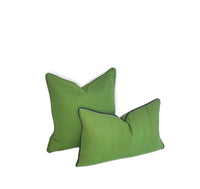 Kelly Green Linen fabric in a Decorative Pillow Cover