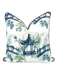 Classic Blue Chinoiserie Bonsai Tree Decorative Pillow Cover (Inserts Available Now!!)