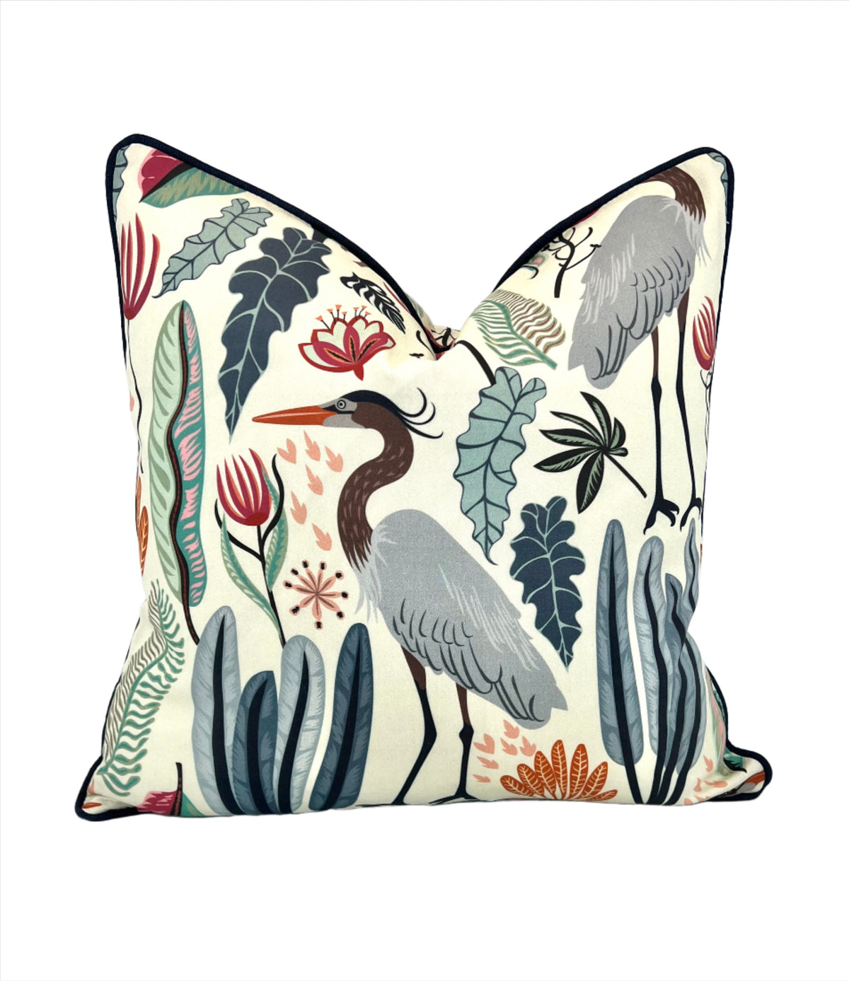 Heron & Plants Decorative Pillow Cover (Inserts Now Available!)