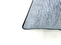 Ticking Dusty Blue & White on Woven Fabric Decorative Pillow Cover - Multiple Colors