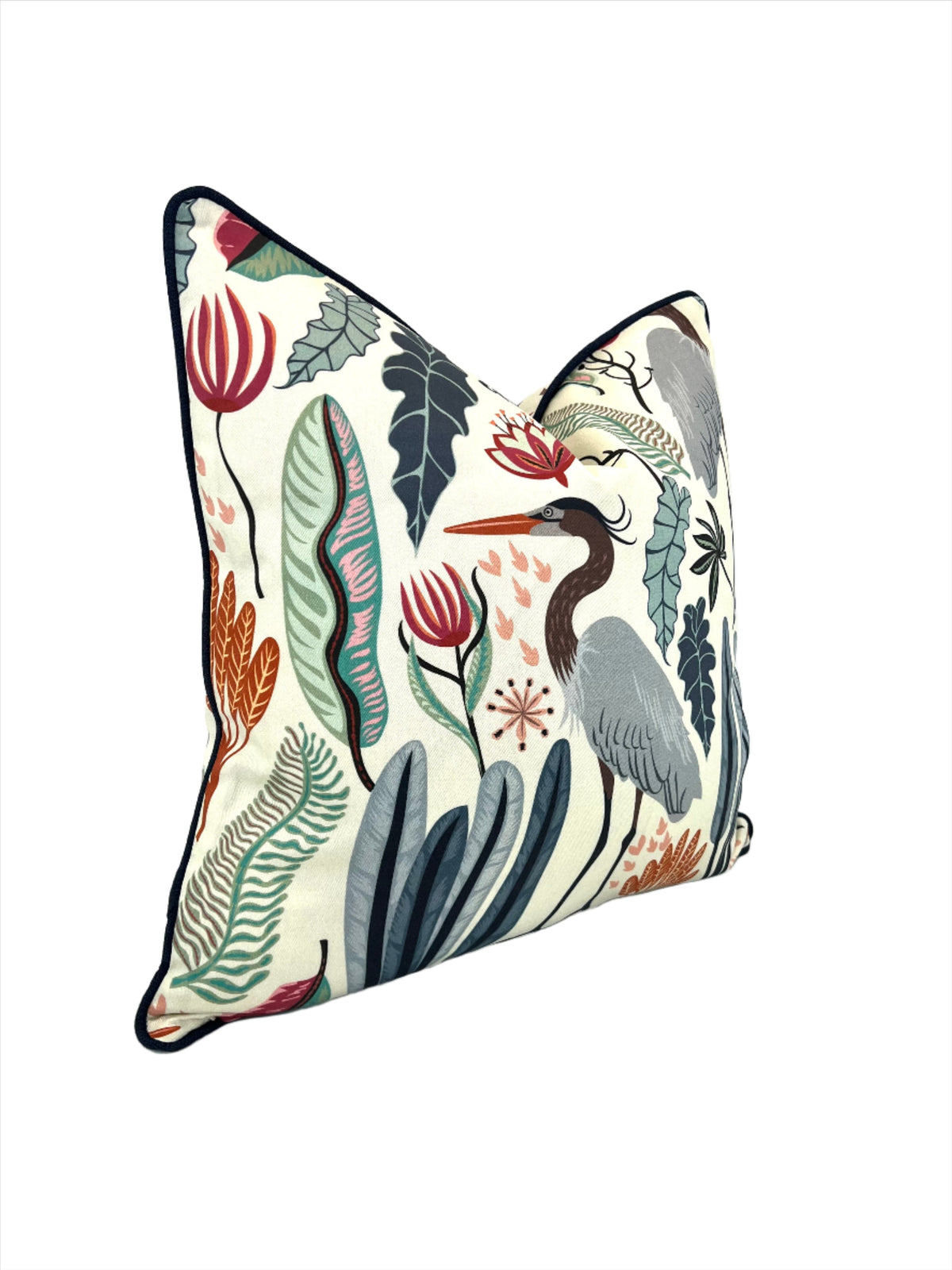 Coastal Heron & Plants Decorative Pillow Cover (Inserts Now Available!)