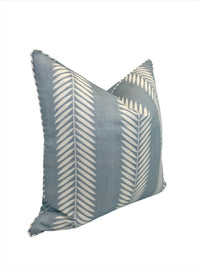 Light Blue Leaf Vine Designer Fabric in a Decorative Throw Pillow