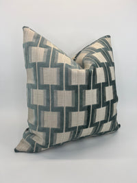 Powers Seaglass Lattice Velvet Heavy Duty Upholstery Fabric in a Decorative Pillow or Bolster