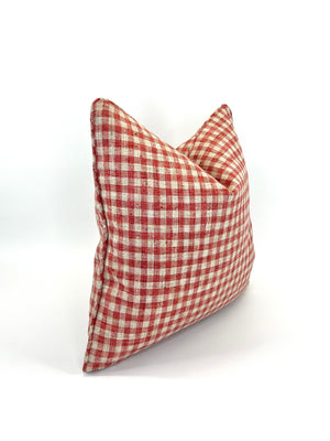 30% OFF at Checkout! Zippy Coral Check Decorative Fabric in a Pillow Cover (only 1 available)
