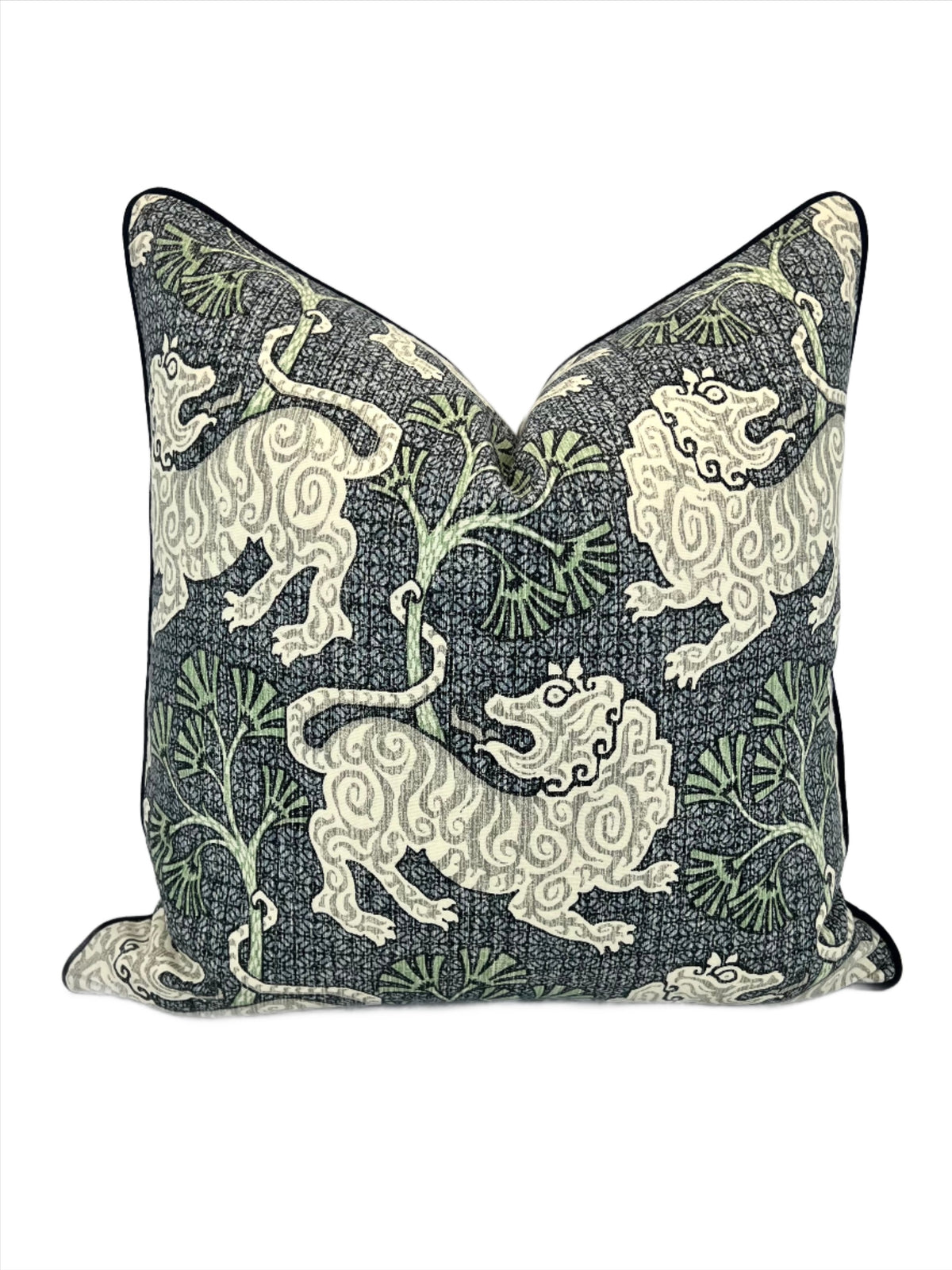 Lion Dance Indigo Decorative Pillow