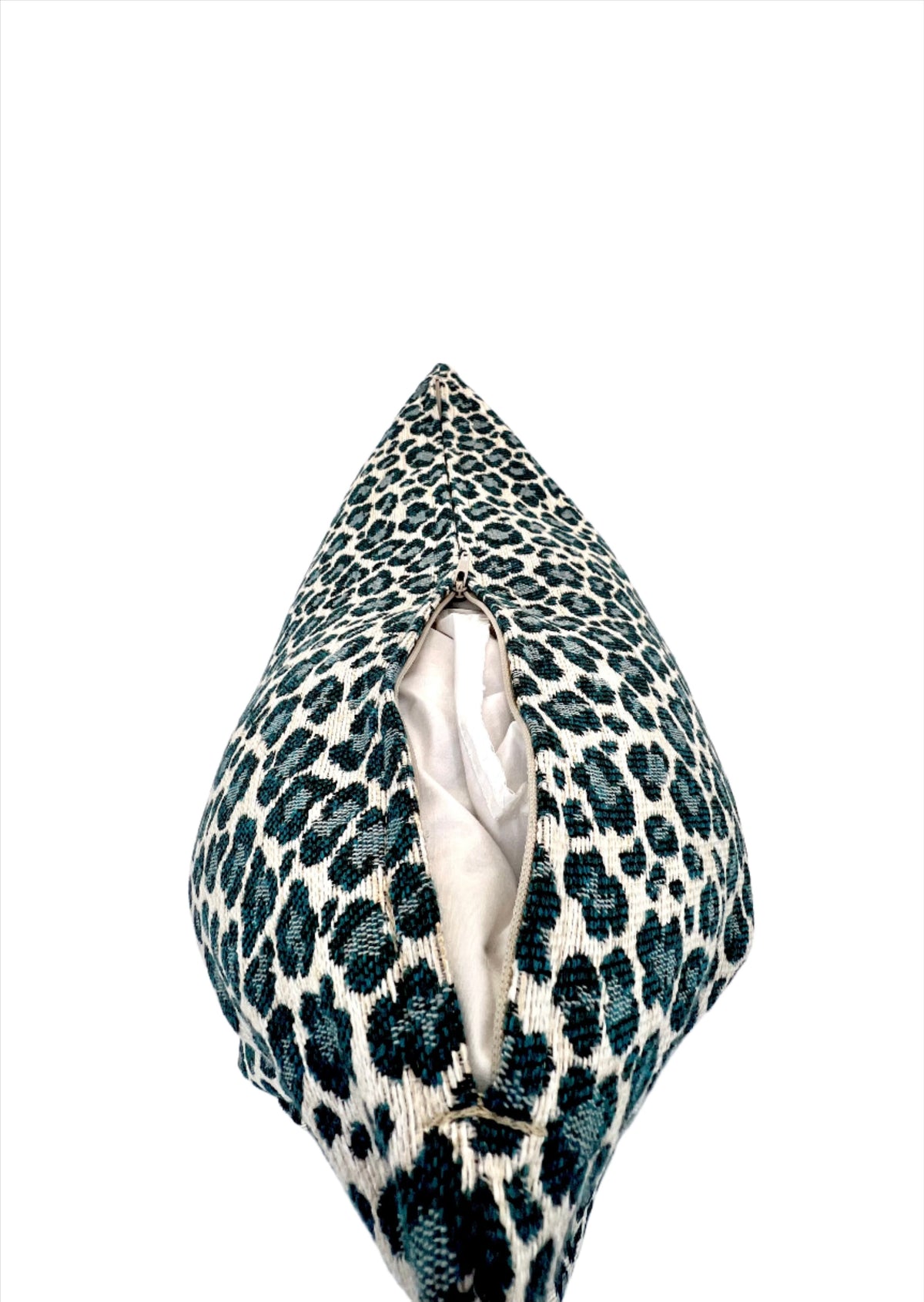 Leopard Pillow Cover in Designer Luxury Chenille Animal Print Upholstery Fabric in Jade Blue