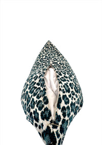 Leopard Pillow Cover in Designer Luxury Chenille Animal Print Upholstery Fabric in Jade Blue