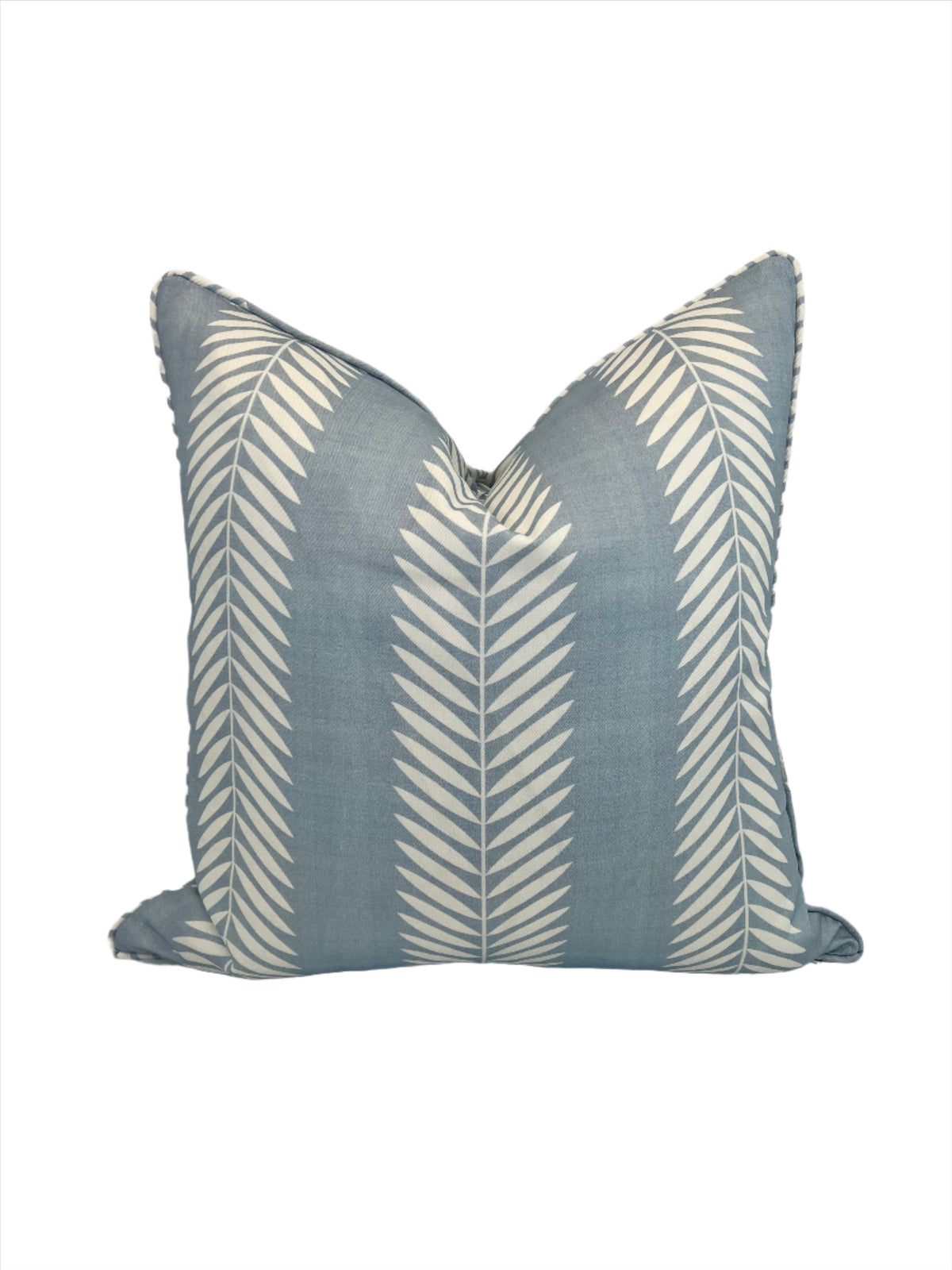 Light Blue Leaf Vine Designer Fabric in a Decorative Throw Pillow