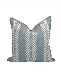 Light Blue Leaf Vine Designer Fabric in a Decorative Throw Pillow