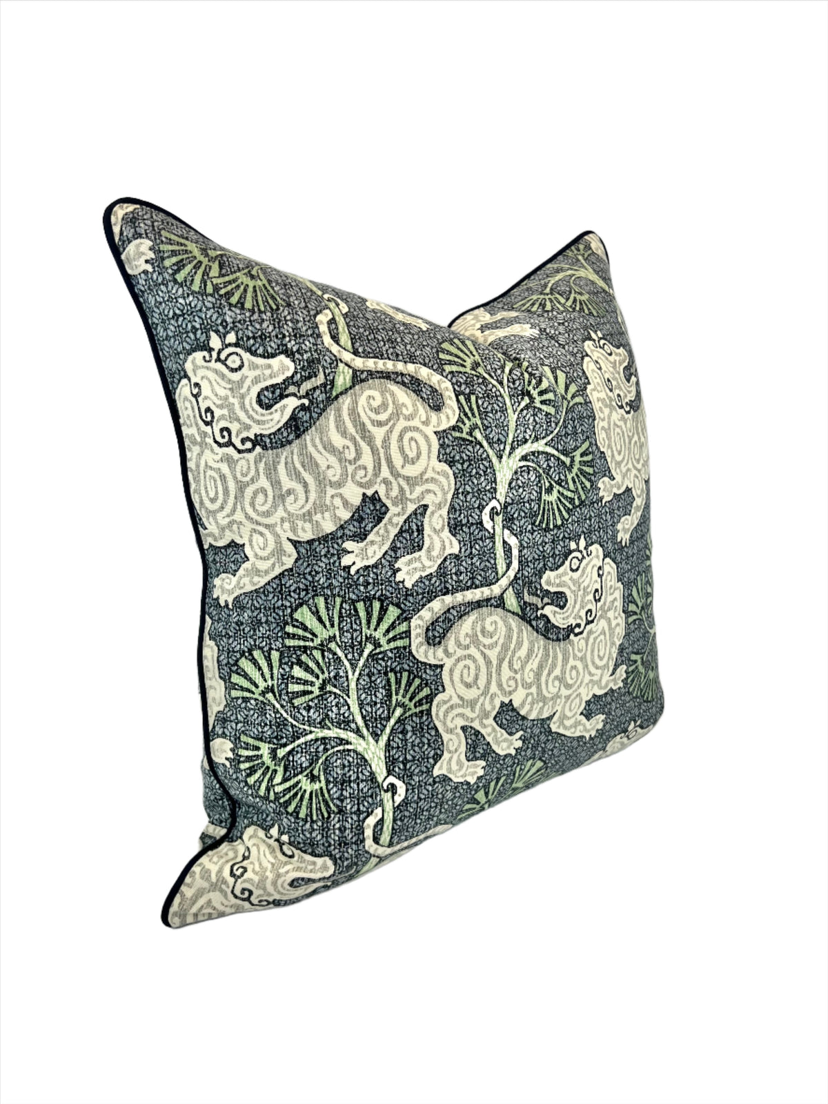 Lion Dance Indigo Decorative Pillow