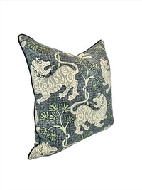 Lion Dance Indigo Decorative Pillow