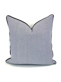 Blue Ticking Decorative Pillow Cover in Pinstripe