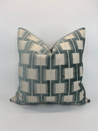 Powers Seaglass Lattice Velvet Heavy Duty Upholstery Fabric in a Decorative Pillow or Bolster