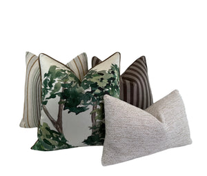 Watercolor Bonsai Tree Fabric in a Decorative Pillow or Bolster
