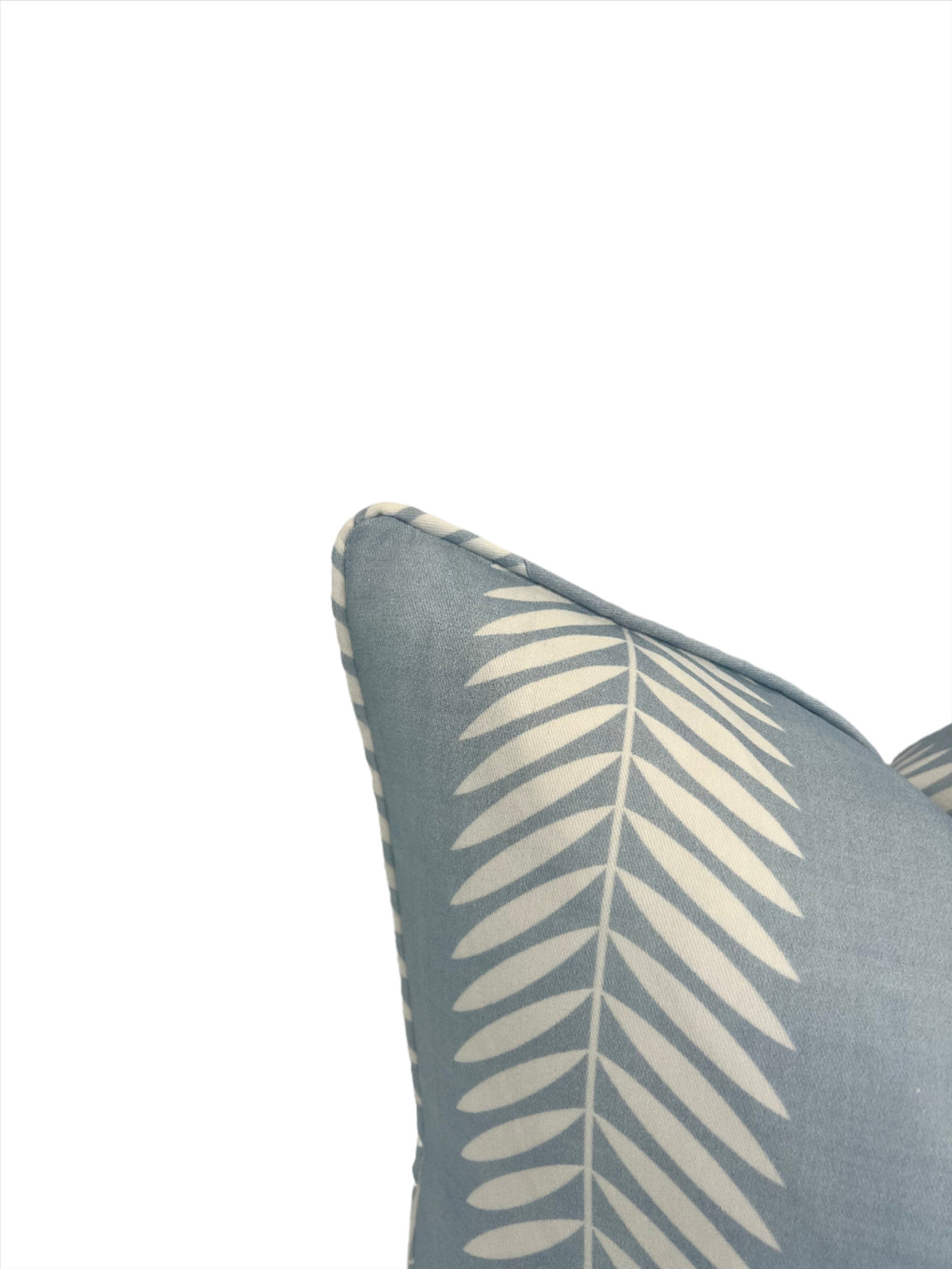 Light Blue Leaf Vine Designer Fabric in a Decorative Throw Pillow