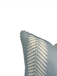 Light Blue Leaf Vine Designer Fabric in a Decorative Throw Pillow
