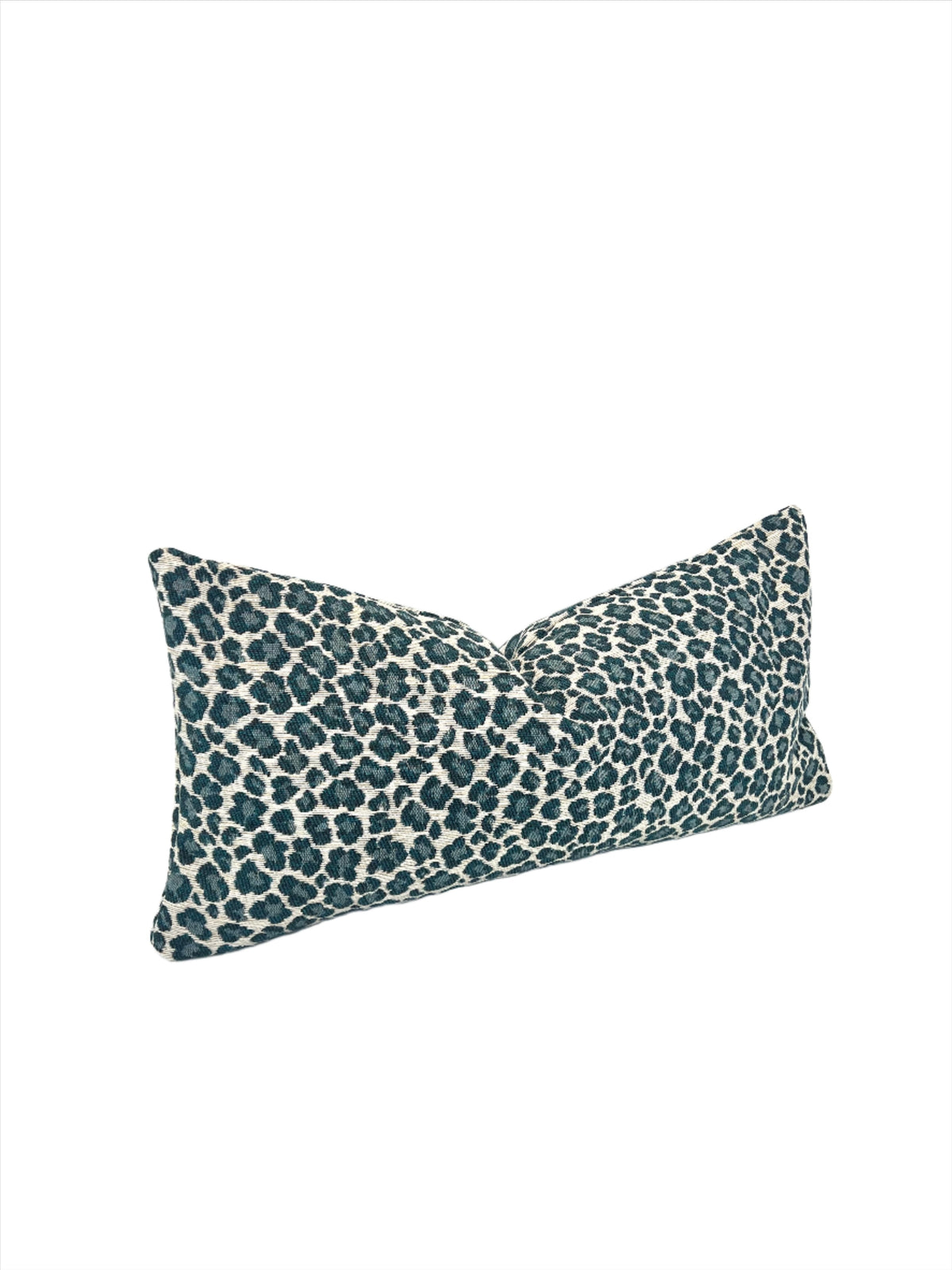 Leopard Pillow Cover in Designer Luxury Chenille Animal Print Upholstery Fabric in Jade Blue
