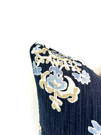 Decorative Pillow Cover in Clara Cornflower Indigo Fabric