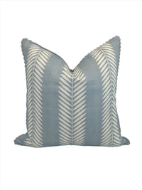 Light Blue Leaf Vine Designer Fabric in a Decorative Throw Pillow