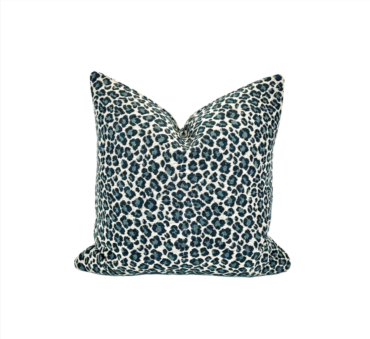 Leopard Pillow Cover in Designer Luxury Chenille Animal Print Upholstery Fabric in Jade Blue