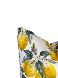 Lemon Limoncello Specialty Handprinted Fabric in a Decorative Pillow or Bolster