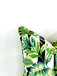 Stripes & Palm Leafs in Decorative Outdoor Pillow, New Outdoor Inserts Available!