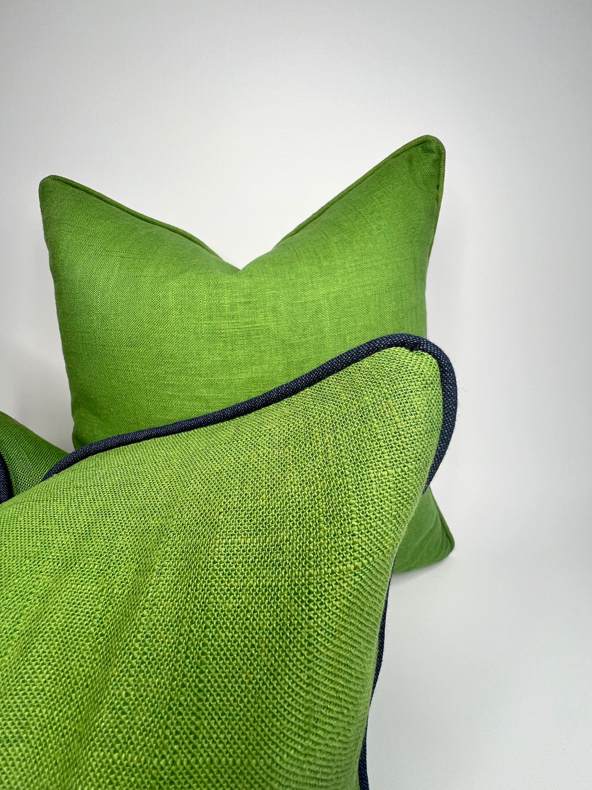 Kelly Green Linen fabric in a Decorative Pillow Cover