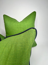 Kelly Green Linen fabric in a Decorative Pillow Cover