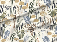 Heron in Everglades Pillow Cover in Ivory Beige Fabric