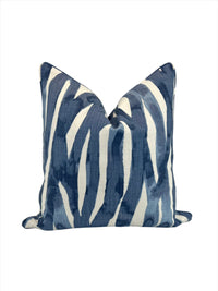 Watercolor Blue Stripes Decorative Pillow